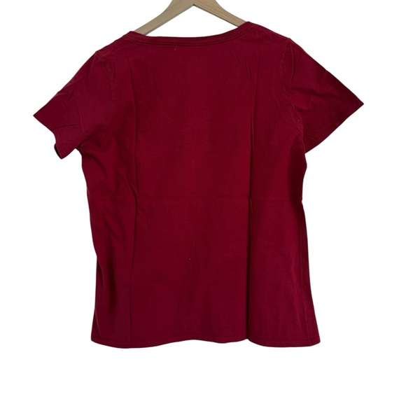 Nike Women's Red Short Sleeve Scoop Neck Tee with Black Swoosh - Picture 2 of 6